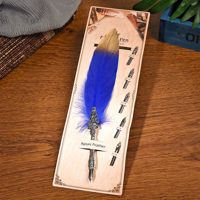 European And American Retro Feather Pen Dipping Pen Enterprise Business Gift Birthday Stainless Steel Signature Pen Teacher Gift Birthday Gift - Renee Lane Company