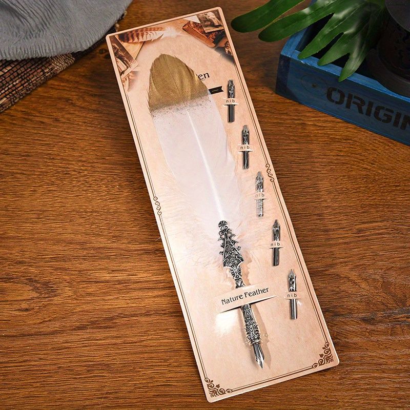European And American Retro Feather Pen Dipping Pen Enterprise Business Gift Birthday Stainless Steel Signature Pen Teacher Gift Birthday Gift - Renee Lane Company