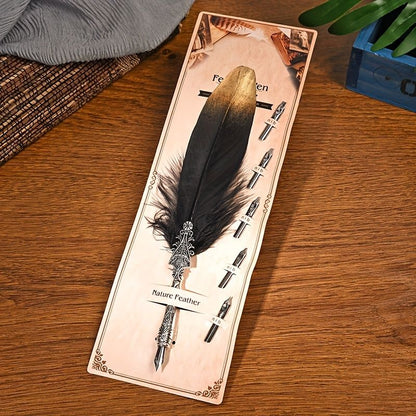 European And American Retro Feather Pen Dipping Pen Enterprise Business Gift Birthday Stainless Steel Signature Pen Teacher Gift Birthday Gift - Renee Lane Company