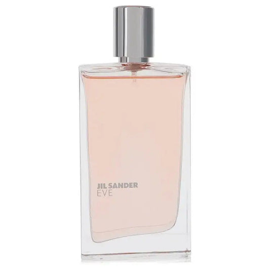 Women’s perfume bottle, clear glass with pink liquid and silver cap