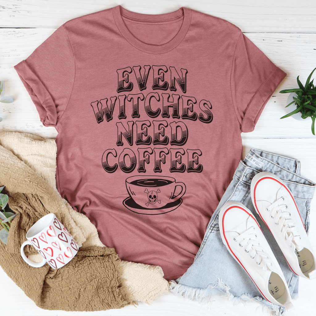 Even Witches Need Coffee T-Shirt - Renee Lane Company