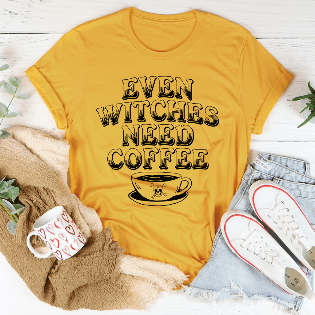 Even Witches Need Coffee T-Shirt - Renee Lane Company