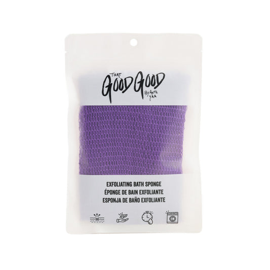 Exfoliating bath sponge, regal purple exfoliating surface in package