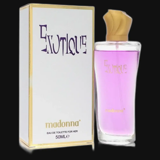 Exotique by Madonna women's eau de toilette, purple bottle with gold cap and box