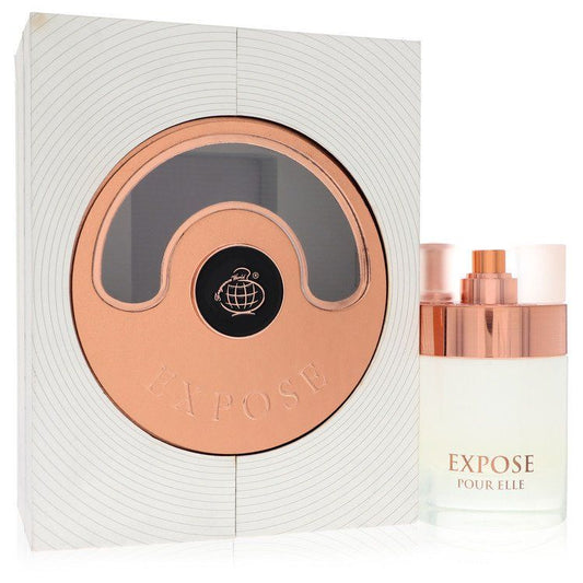 Expose Pour Elle eau de parfum spray with box and bottle, rose-gold accents