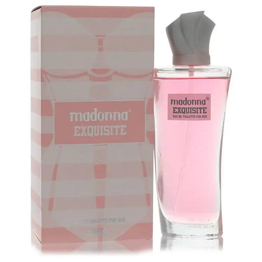 Women's eau de toilette bottle and matching Madonna Exquisite box, pink glass