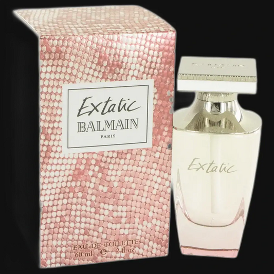 Extatic Balmain women’s Eau de Toilette gift set with pink textured box and clear bottle