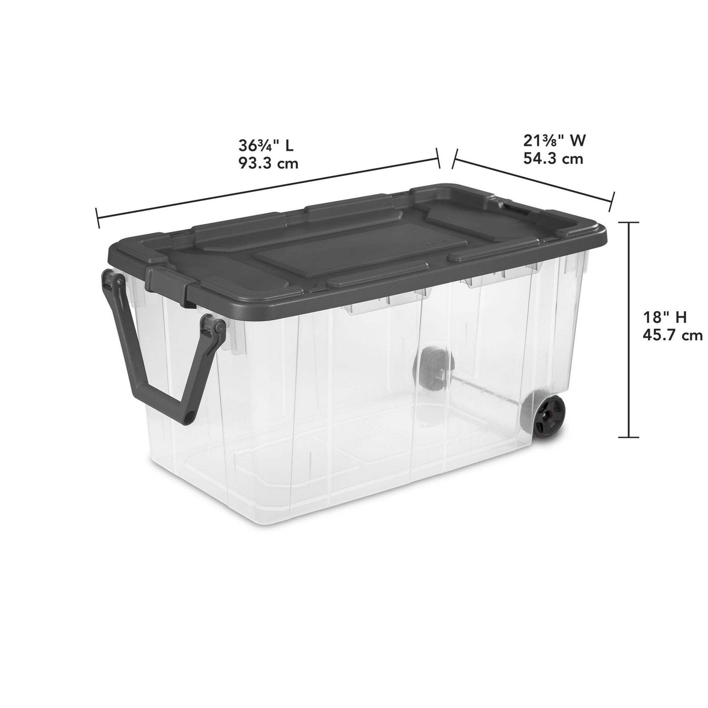 Extra Large Storage Bin, 160 Quart Wheeled Clear Plastic Storage Container with Handle, Gray, Pack of 2 - Renee Lane Company