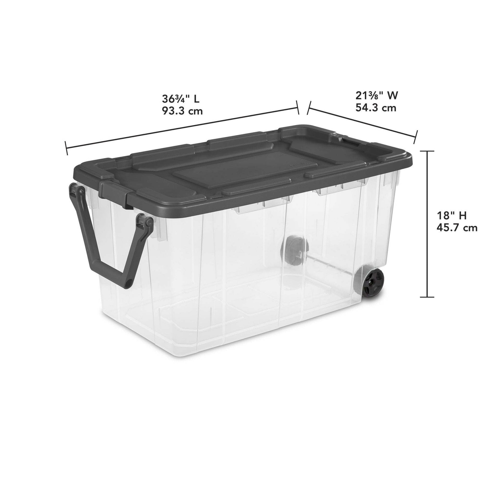 Extra Large Storage Bin, 160 Quart Wheeled Clear Plastic Storage Container with Handle, Gray, Pack of 2 - Renee Lane Company