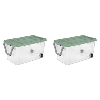 Extra Large Storage Bin, 160 Quart Wheeled Clear Plastic Storage Container with Handle, Gray, Pack of 2 - Renee Lane Company
