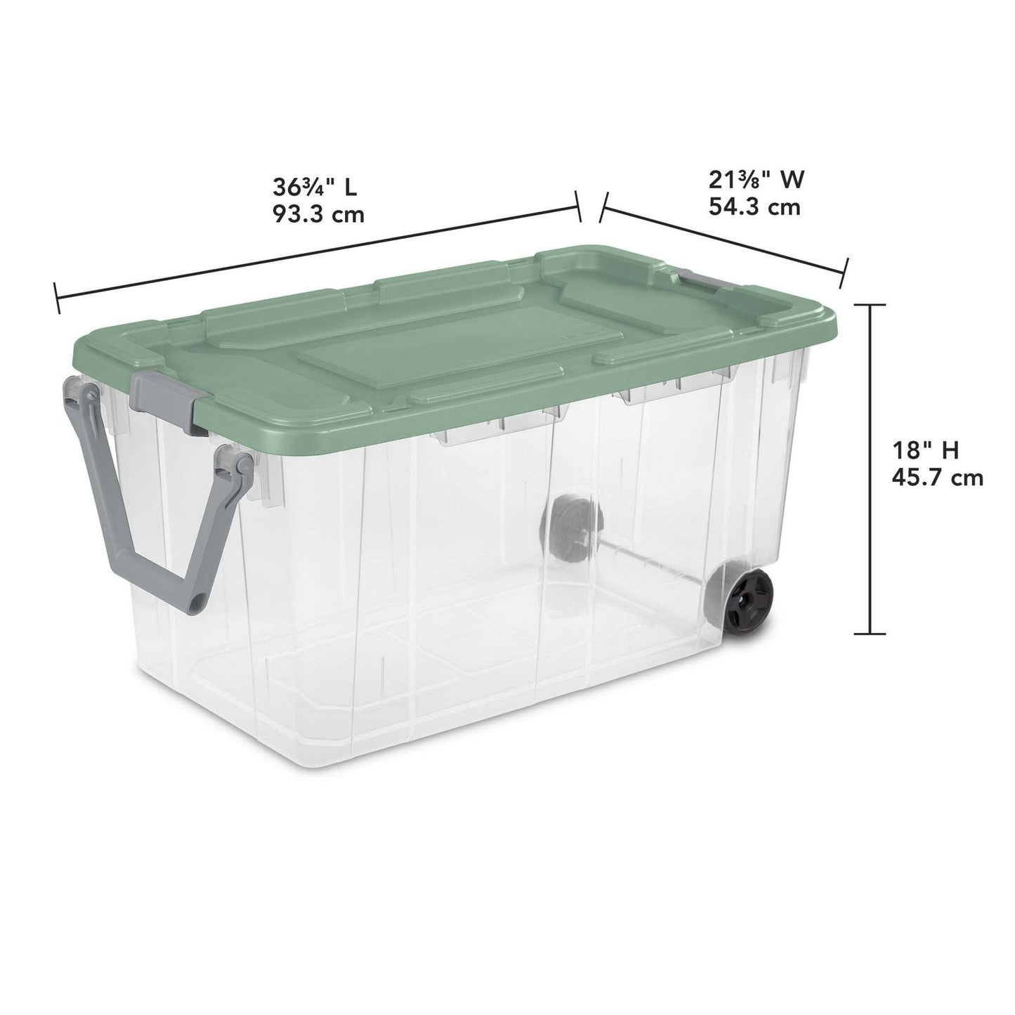 Extra Large Storage Bin, 160 Quart Wheeled Clear Plastic Storage Container with Handle, Gray, Pack of 2 - Renee Lane Company