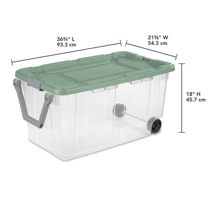 Extra Large Storage Bin, 160 Quart Wheeled Clear Plastic Storage Container with Handle, Gray, Pack of 2 - Renee Lane Company