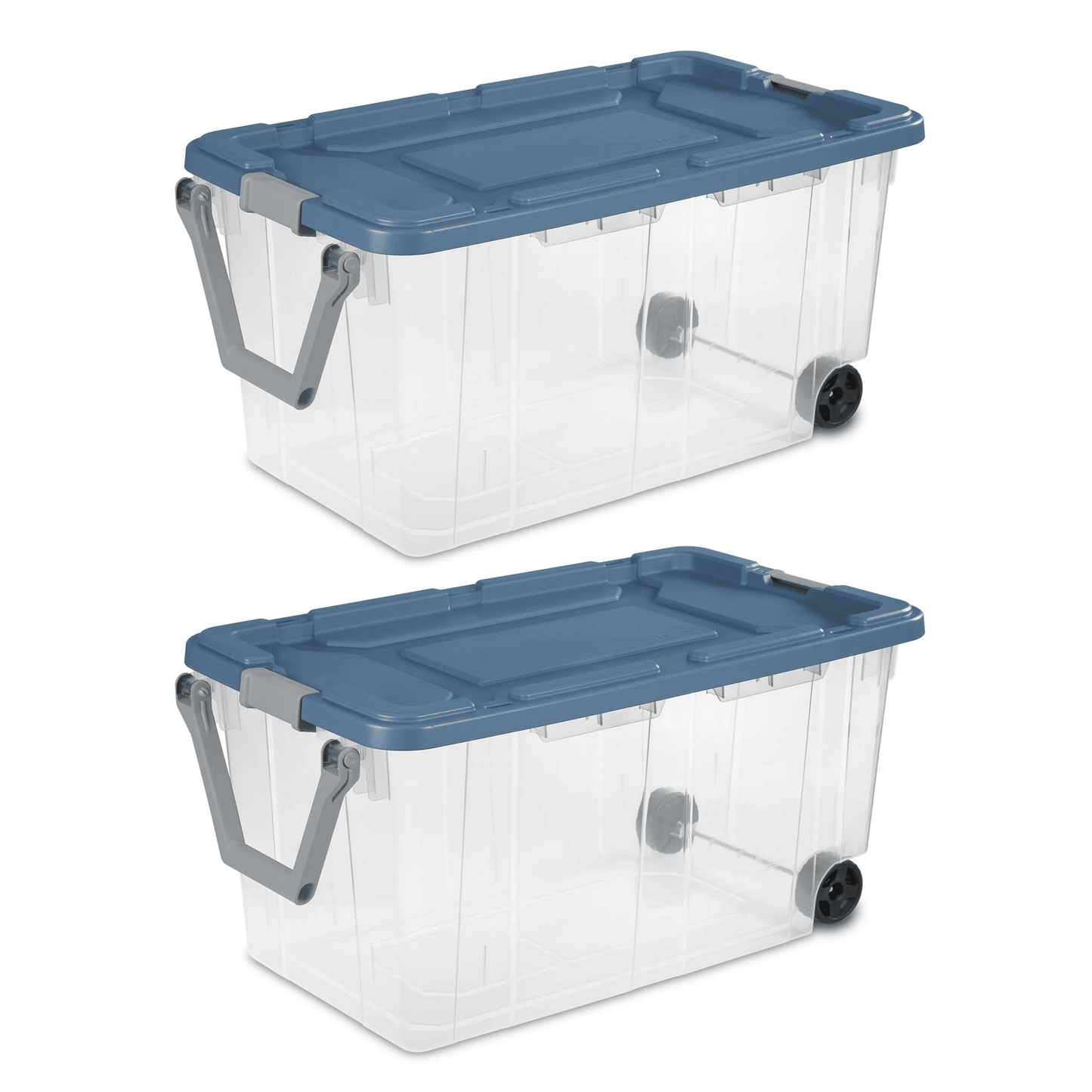Extra Large Storage Bin, 160 Quart Wheeled Clear Plastic Storage Container with Handle, Gray, Pack of 2 - Renee Lane Company