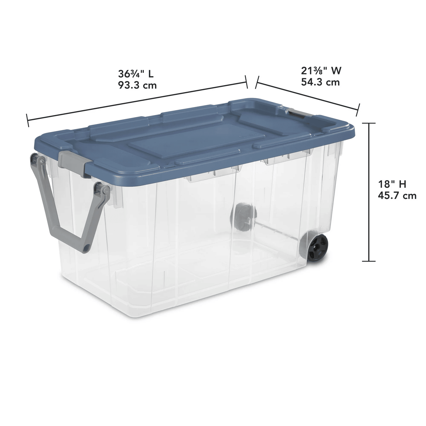 Extra Large Storage Bin, 160 Quart Wheeled Clear Plastic Storage Container with Handle, Gray, Pack of 2 - Renee Lane Company