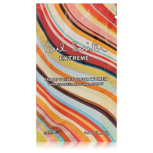 Women’s eau de toilette perfume box front, bold colorful stripes, 0.06 fl oz