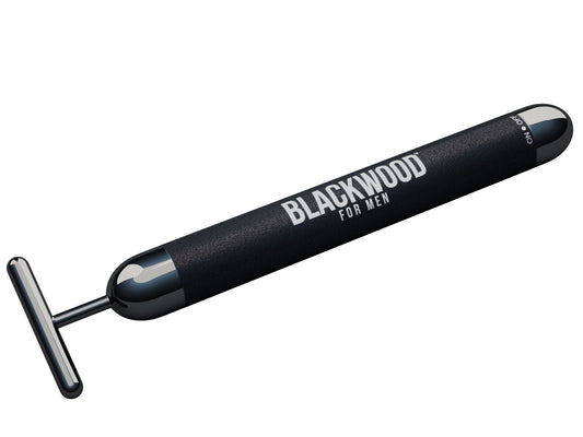 Blackwood eye and facial massager, black wand with dual roller heads