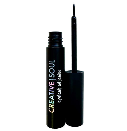 Black eyelash adhesive with applicator brush and squeeze bottle, Creative Soul branding