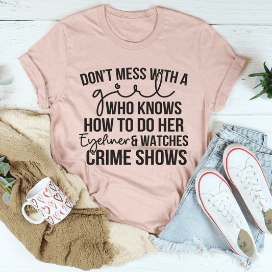 Crewneck graphic T-shirt in heather peach with bold front quote print