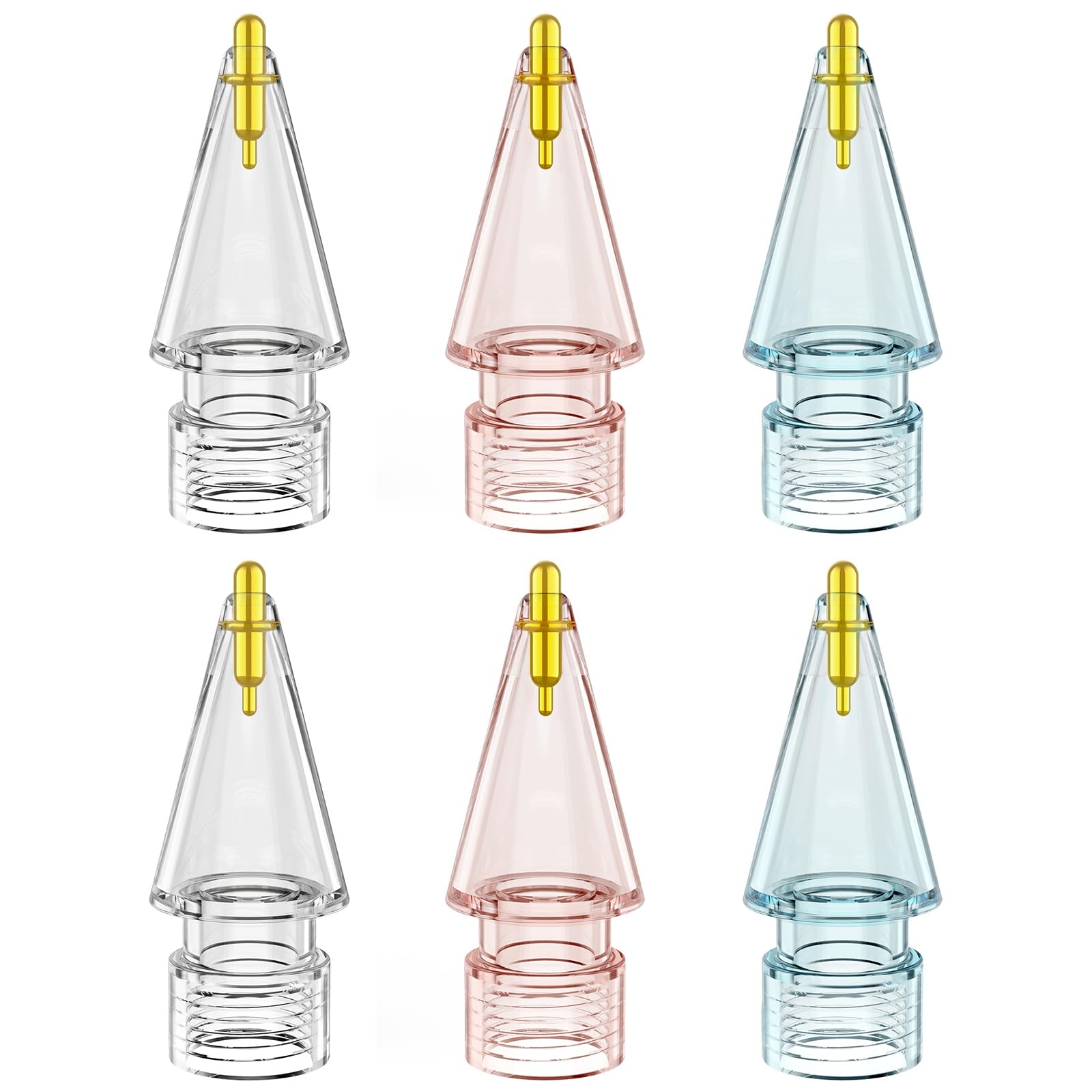 FAFALITHIC 6 Pack Clear Replacement Tips Compatible with Apple Pencil 2nd Generation Apple Pencil 1st Generation Apple Pencil USB-C & Apple Pencil Pro (Clear/Clear Pink/Clear Blue) - Renee Lane Company