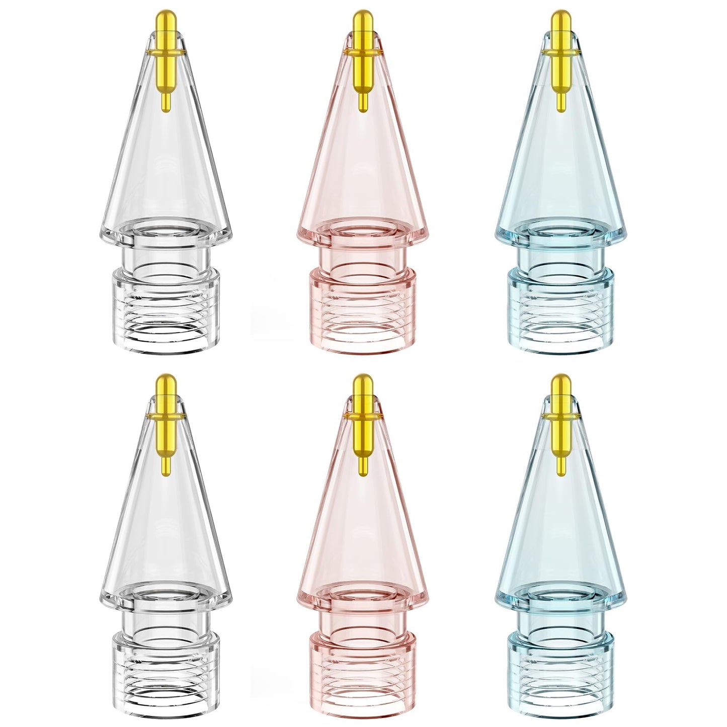 FAFALITHIC 6 Pack Clear Replacement Tips Compatible with Apple Pencil 2nd Generation Apple Pencil 1st Generation Apple Pencil USB-C & Apple Pencil Pro (Clear/Clear Pink/Clear Blue) - Renee Lane Company