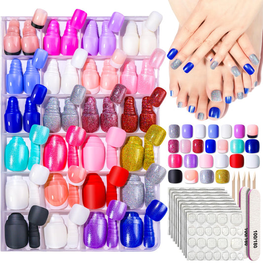 FANDAMEI 24 Color Press on Nails 12 Color Press on Nails for Fingernail 12 Color Press on Toenails for Feet Press on Nails Short with Press on Toenails Short Kit. Natural Fit Lightweight Fake Nails - Renee Lane Company