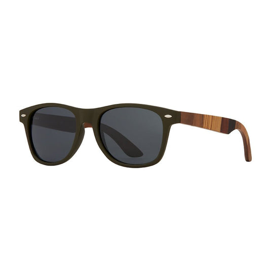 Brown and dark polarized sunglasses with classic square frames