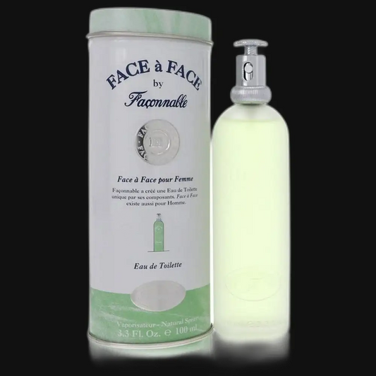 Face à Face by Faconnable Eau de Toilette: translucent bottle with silver pump, canister