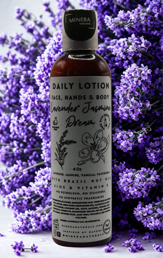 Lavender jasmine dream lotion bottle for face, hands, and body