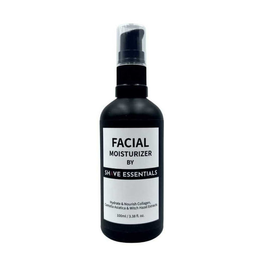 Facial moisturizer spray bottle, black bottle, clear pump cap.