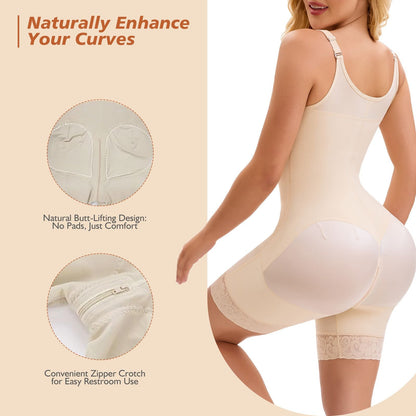 Fajas Colombianas Postpartum Full Shapewear for Women Tummy Control Body Shaper Butt Lifter with Zipper Crotch - Renee Lane Company