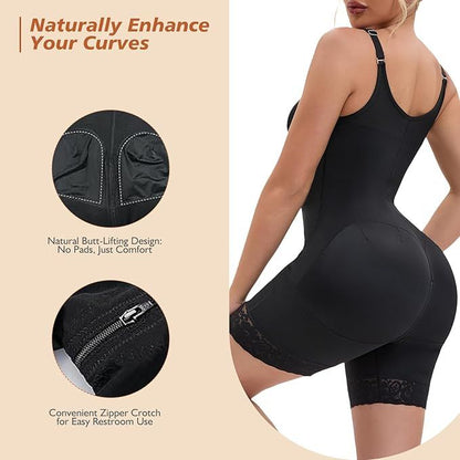 Fajas Colombianas Postpartum Full Shapewear for Women Tummy Control Body Shaper Butt Lifter with Zipper Crotch - Renee Lane Company