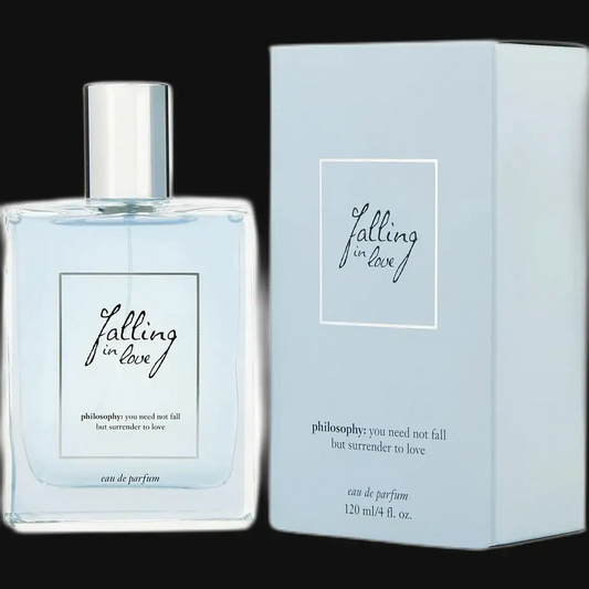 Women's Eau de Parfum set: clear bottle with silver cap and light blue box