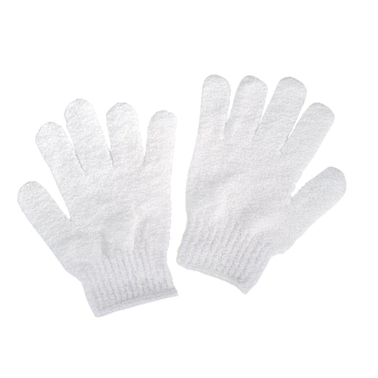 FantaSea exfoliating gloves, white textured knit with full fingers