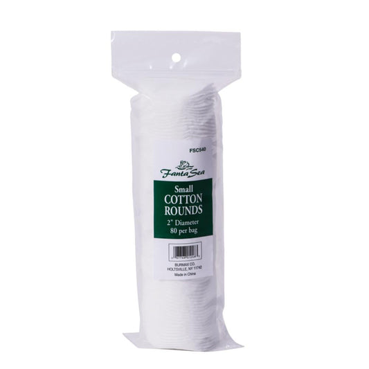FantaSea small cotton rounds, white cotton pads in clear plastic bag, 80 per bag