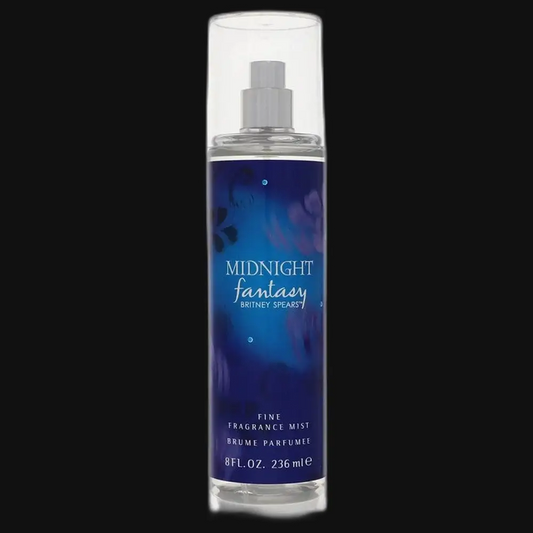 Women’s perfume spray bottle with clear blue cap; fine fragrance mist