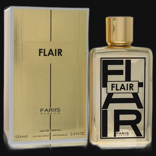 Fariis Flair women's eau de parfum, glass bottle with gold cap and box