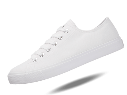 Fear0 NJ Unisex Retro Minimal All White Skateboard Sneaker Canvas Shoes - Renee Lane Company