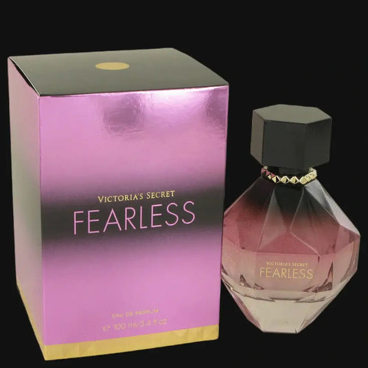Fearless perfume box and glass bottle with dark cap