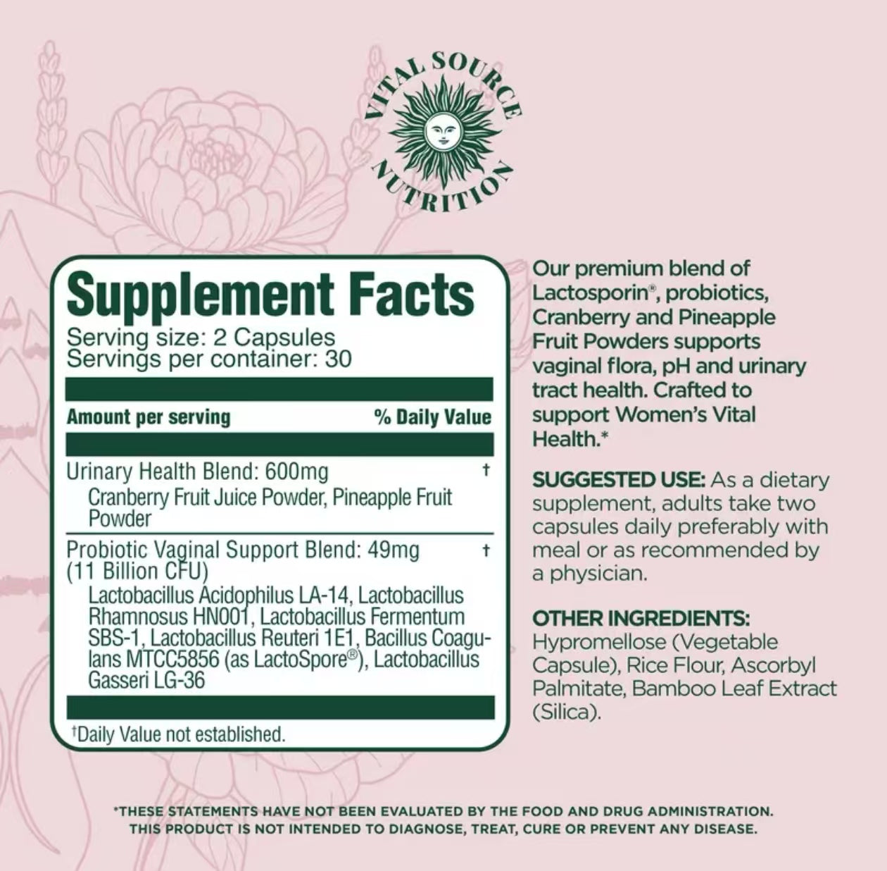 Feminine Balance Capsules -ViXi-Vital Source Nutrition - Renee Lane Company