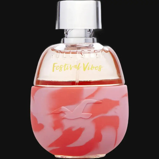 Women’s Festival Vibes perfume bottle, frosted pink glass and silver cap