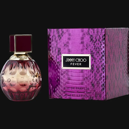 Women's Jimmy Choo Fever Eau de Parfum bottle with box, purple-pink sphere