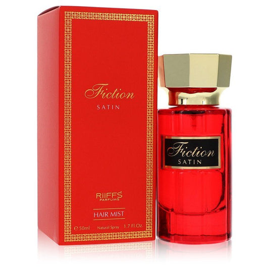 Riiffs Fiction Satin hair mist in red glass bottle with red box, 1.7 oz