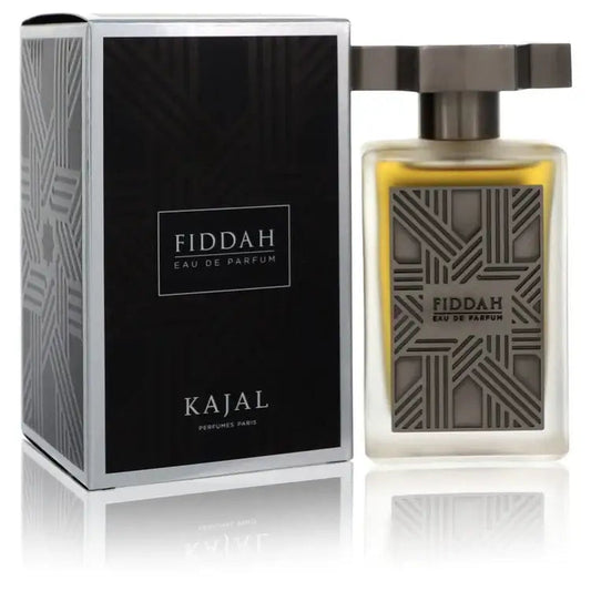 Unisex Fiddah eau de parfum bottle with box and silver spray cap, amber liquid