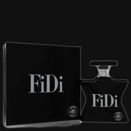 Fidi perfume bottle and gift box set, dark glass with FiDi label