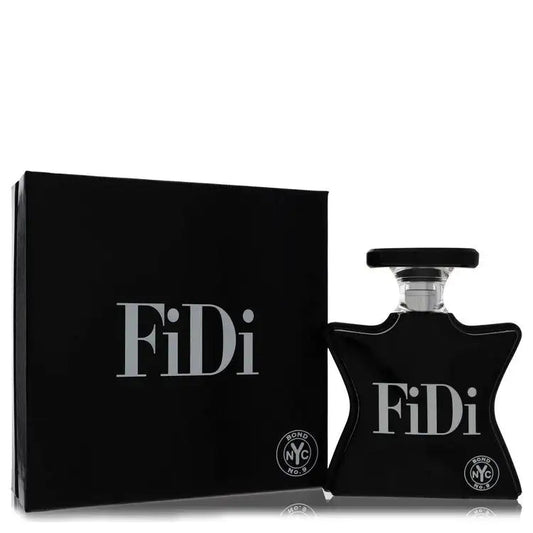 Fidi perfume bottle with cap and matching gift box, dark glass FiDi branding