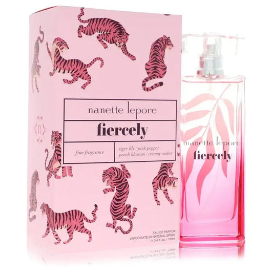 Women's Fiercely perfume set: pink box and pink spray bottle with leaf pattern