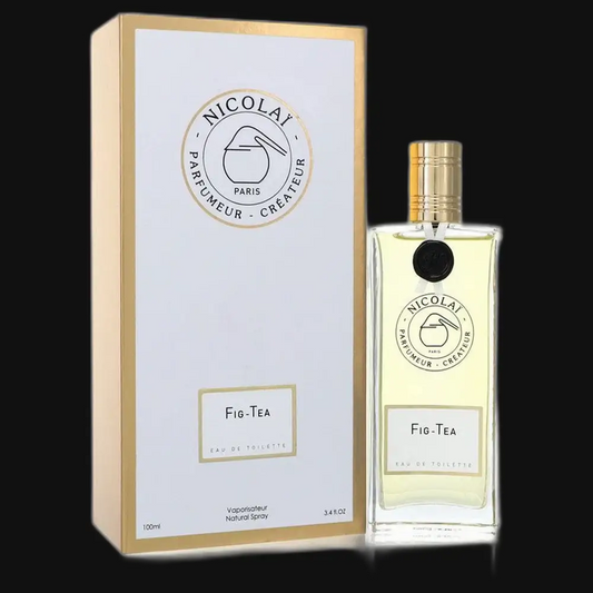 Fig-Tea eau de toilette spray bottle with cap, next to retail box