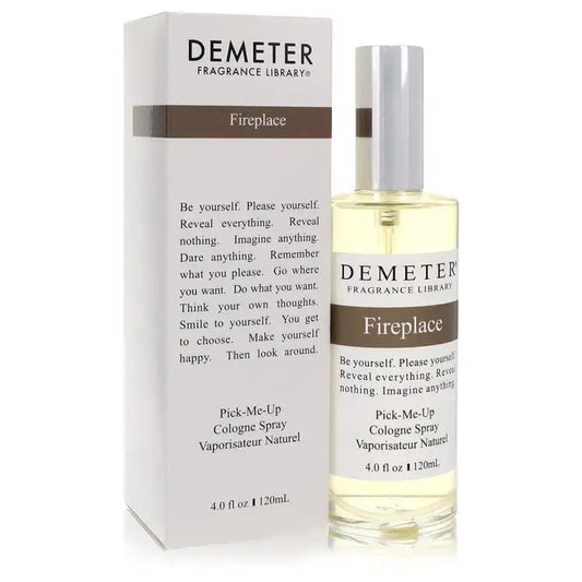 Demeter Fireplace fragrance for women: boxed set with glass spray bottle, label visible