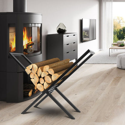 Firewood Log Rack 220LBS Steel Wood Lumber Storage Stacking Rack X Shape Storage Holder for Fireplace Firepit - Renee Lane Company