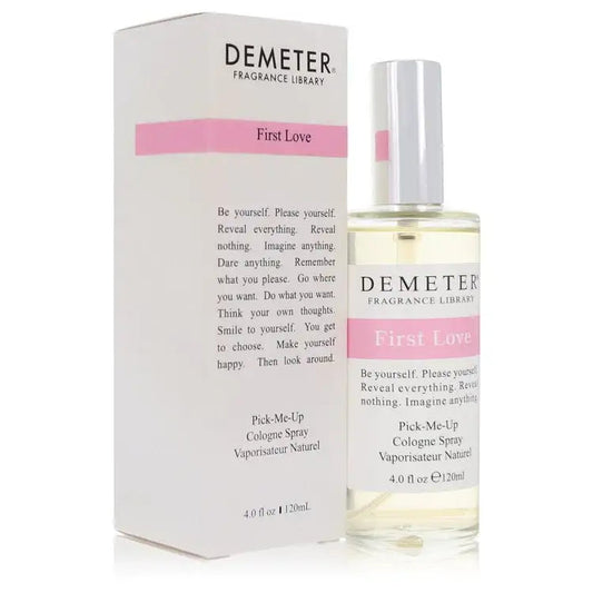 Women's perfume set: Demeter First Love spray bottle with silver cap, paired with box